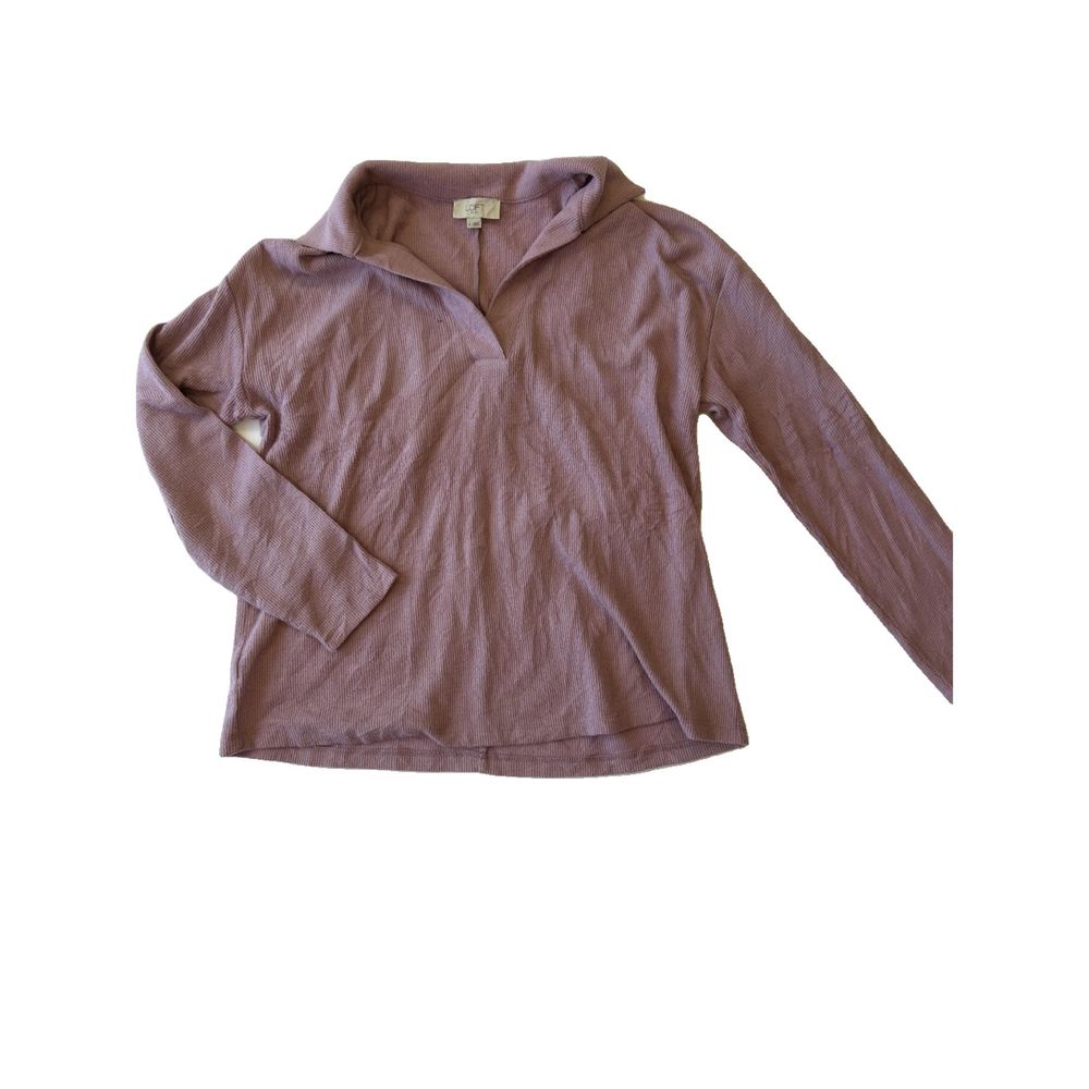 Loft Pink Collared Neck Pink Long Sleeve